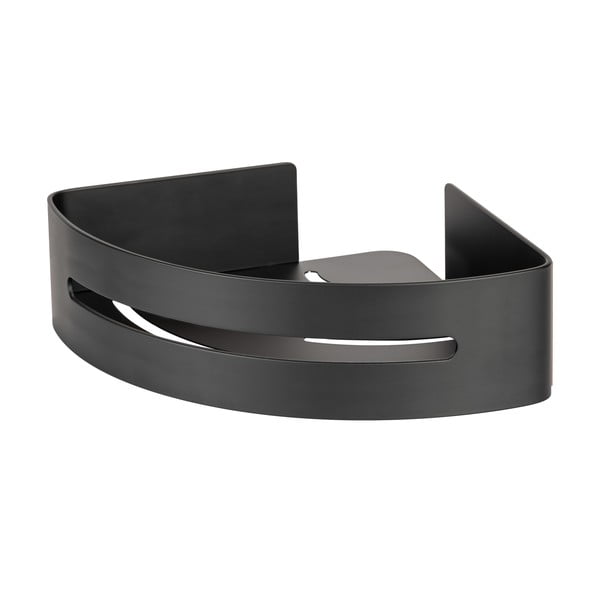 Narożna samoprzylepna metalowa półka łazienkowa w kolorze matowej czerni Bivio – Wenko