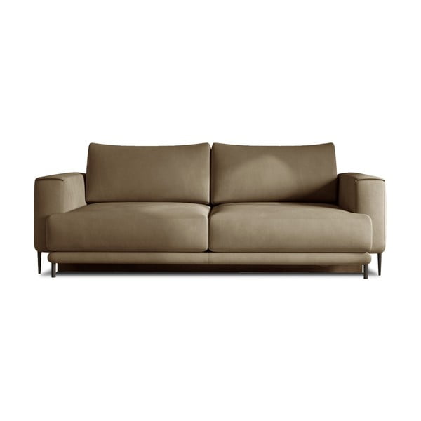 Jasnobrązowa aksamitna rozkładana/ze schowkiem sofa 260 cm Dalia – ELTAP