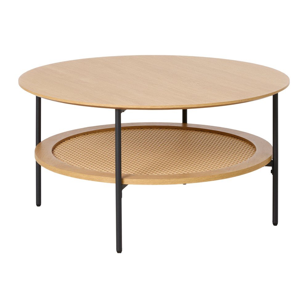 Okrągły stolik w dekorze dębu w naturalnym kolorze ø 80 cm Pensacola – Unique Furniture