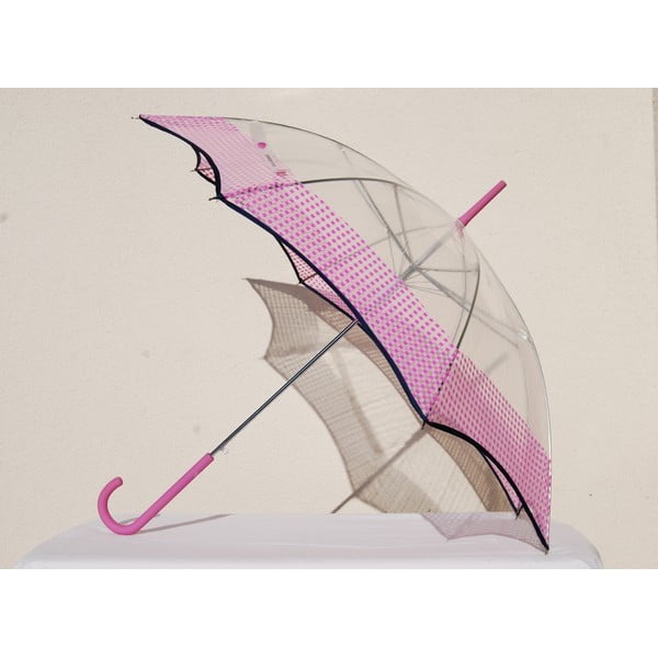 Przezroczysty parasol Vichy, różowy