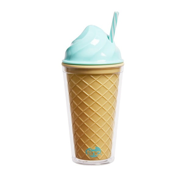 Kubek ze słomką i z niebieskim wieczkiem TINC Ice-Cream