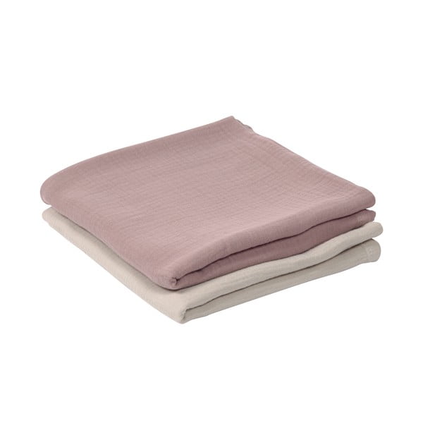 Zestaw 2 ręczników dziecięcych z bawełny organicznej Kave Home Hilen Pink, 87x87 cm