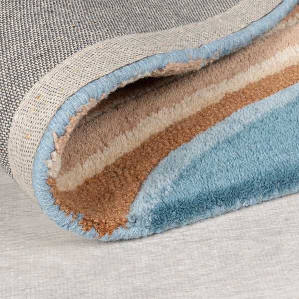 Niebieski wełniany dywan tkany ręcznie 160x230 cm Abstract Flow – Flair Rugs-image-3