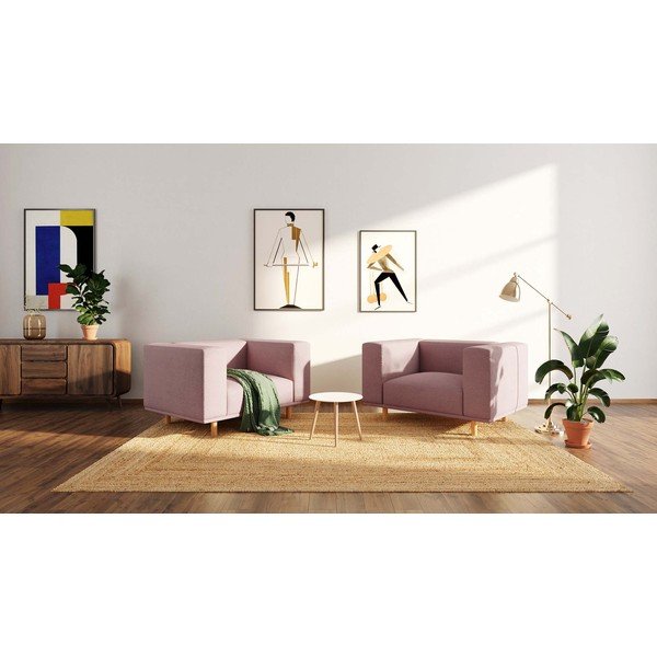 Różowy fotel z materiału bouclé Kukumo – Ame Yens-image-4