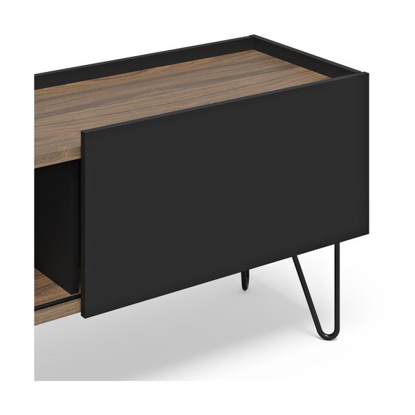 Czarna szafka pod TV w dekorze orzecha 140x59 cm Nina – TemaHome-image-4