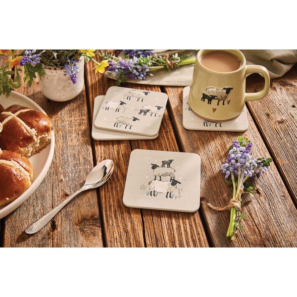 Szarobrązowe korkowe podkładki zestaw 4 szt. Highland Sheep – Cooksmart ®-image-1