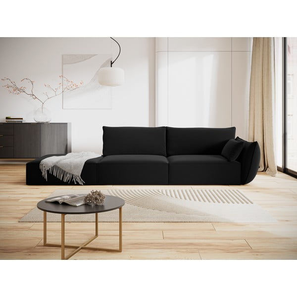 Czarna aksamitna sofa prawostronna 264 cm Vanda – Mazzini Sofas-image-1
