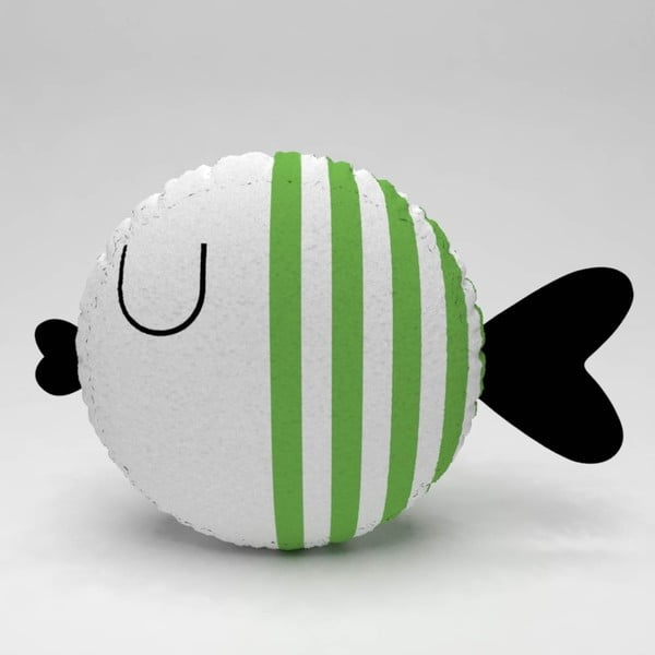 Biała poduszka se zelenými paskami Fishie