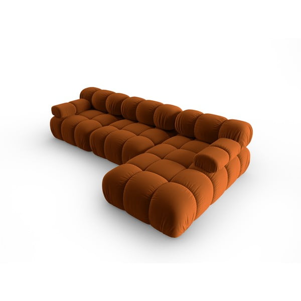 Pomarańczowa aksamitna sofa 285 cm Bellis – Micadoni Home-image-3
