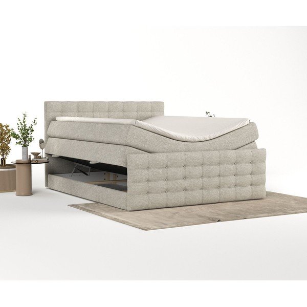 Beżowe łóżko boxspring ze schowkiem 160x200 cm Blend – Maison de Rêve-image-2
