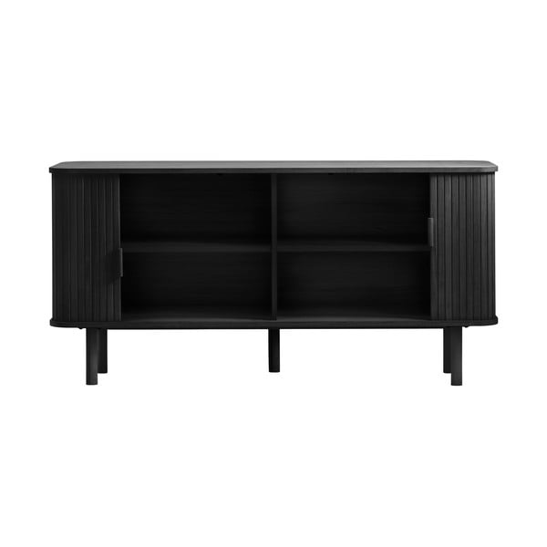 Czarna niska komoda w dekorze dębu z drzwiami przesuwnymi 76x160 cm Cavo – Unique Furniture-image-3