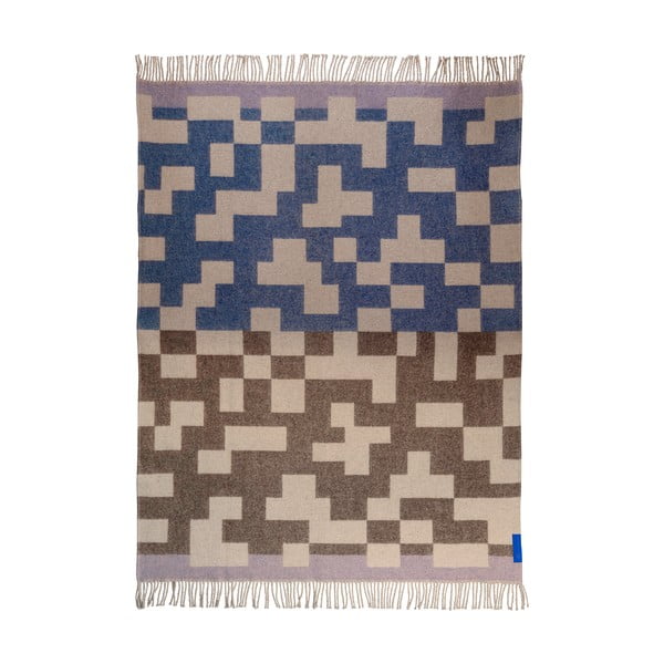 Niebiesko-brązowy koc z mieszanki wełny 130x190 cm Maze – Mette Ditmer Denmark