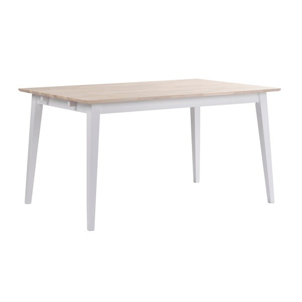 Lakierowany matowy stół z drewna dębowego z białymi nogami Folke Mimi, długość 140 cm
