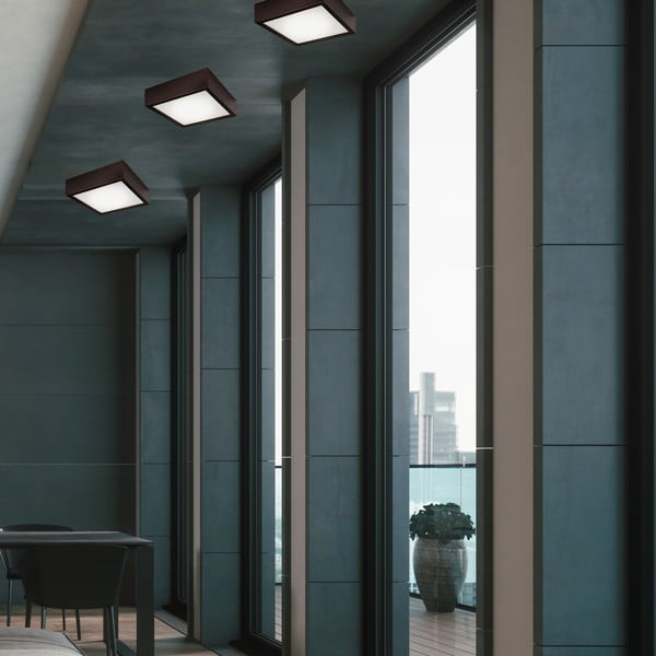 Ciemnobrązowa lampa sufitowa ze szklanym kloszem 27,5x27,5 cm Quadro – LAMKUR-image-1