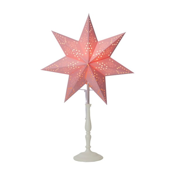 Różowa gwiazda świecąca ze stojakiem Best Season Romantic Mini Star, 55 cm