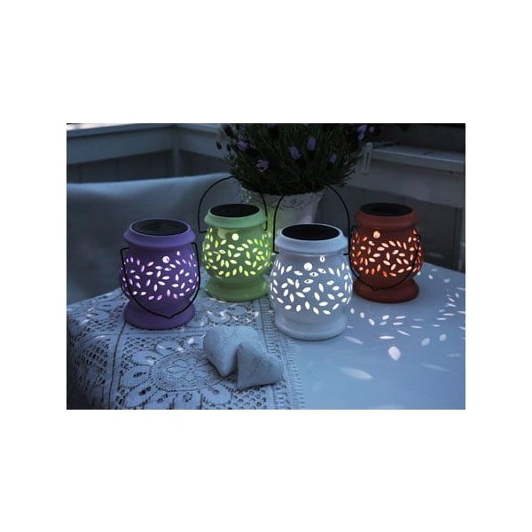 Czerwony ceramiczny lampion ogrodowy LED Star Trading Clay, wys. 14 cm-image-3