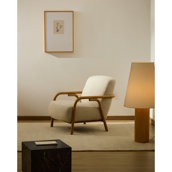 Beżowy fotel z tkaniny szenilowej Sylo – Kave Home-image-1