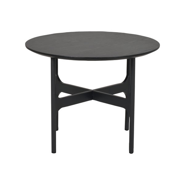 Czarny okrągły stolik z blatem w dekorze jesionu 55x55 cm Colton – Rowico