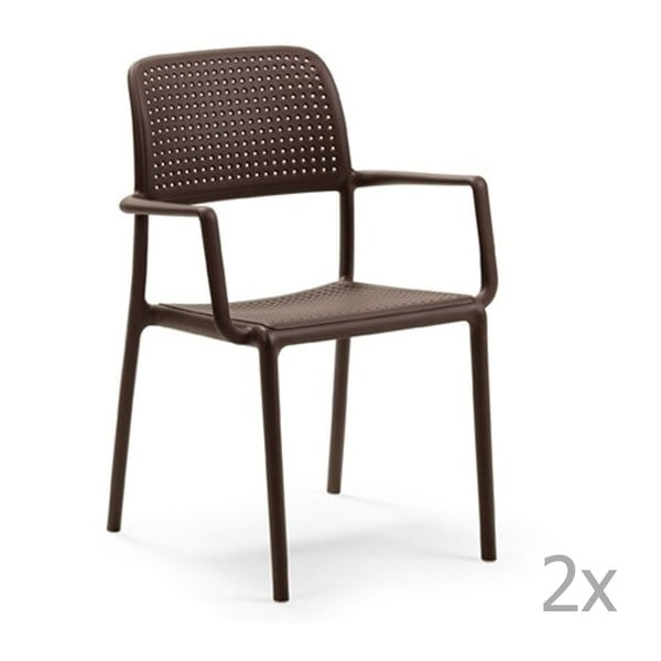Zestaw 2 brązowych krzeseł ogrodowych Nardi Bora