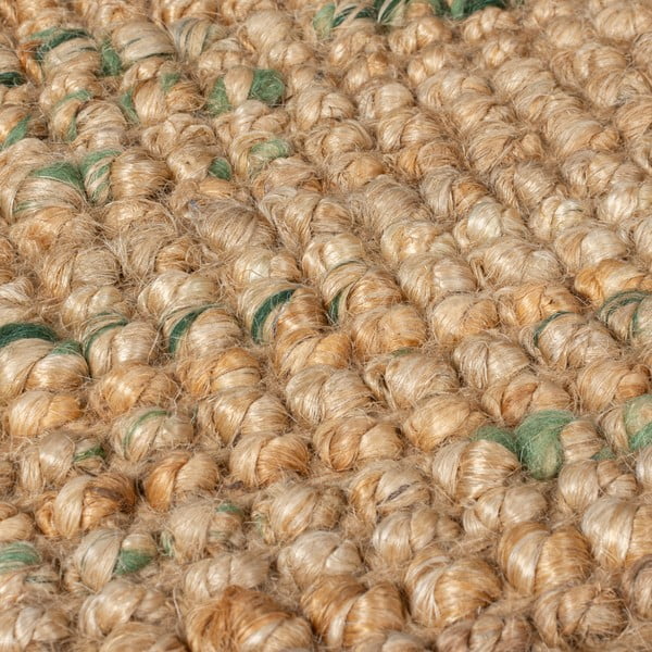 Zielono-naturalny dwustronny dywan z juty tkany ręcznie 160x230 cm Jute Boucle Green – Flair Rugs-image-3
