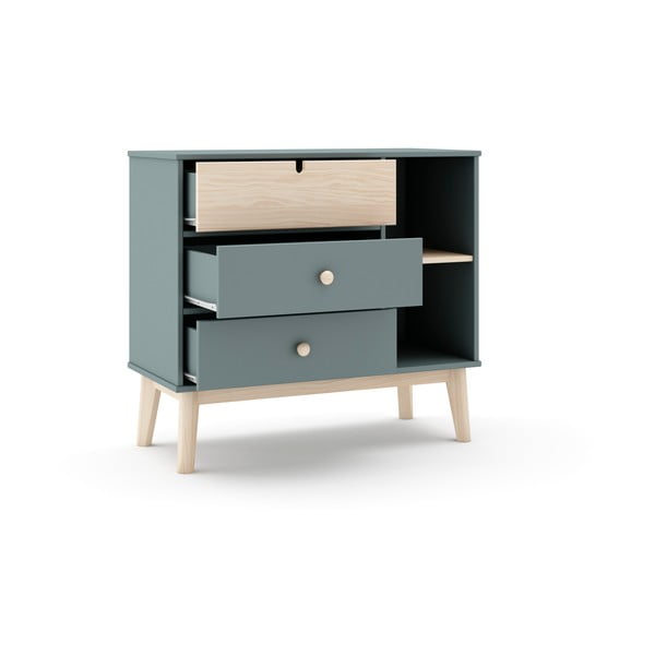 Szarozielona komoda dziecięca 90x81x40 cm Estefania – Marckeric-image-3