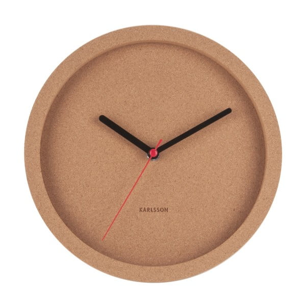 Brązowy korkowy zegar ścienny Karlsson Tom, ⌀ 26 cm