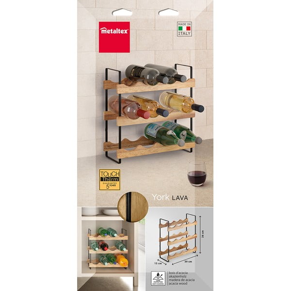 Drewniany stojak na wino liczba butelek 12 York – Metaltex-image-3