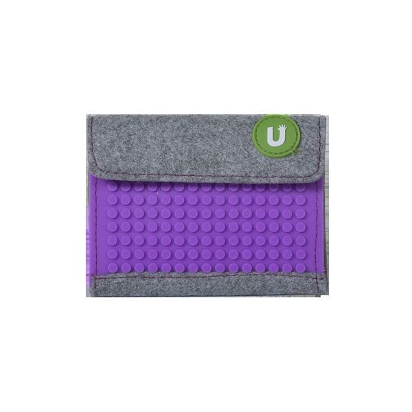 Pikselowy portfel, szary/purpurowy