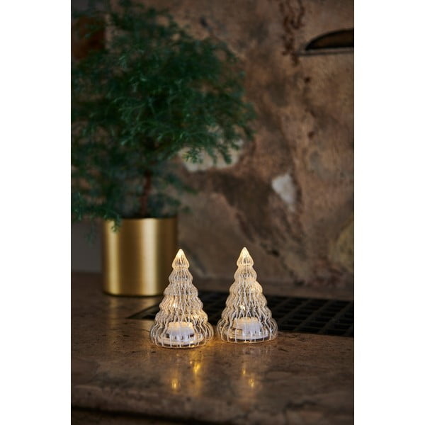 Zestaw 2 dekoracji świetlnych LED w kształcie choinek Sirius Lucy Tree White, wys. 9 cm