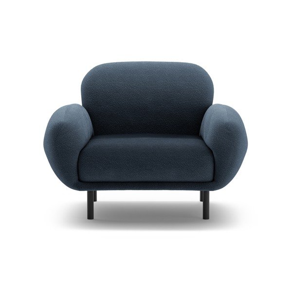 Ciemnoniebieski fotel z materiału bouclé Poppy – Micadoni -image-1