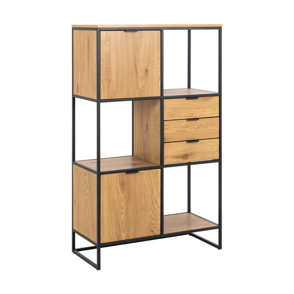 Czarny regał w dekorze dębu 85x141 cm Swindon – Actona-image-2