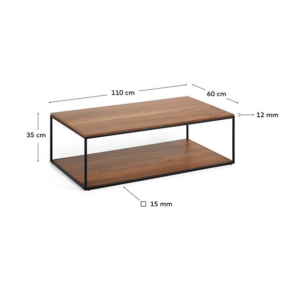 Stolik z blatem w dekorze orzecha w ciemnym naturalnym kolorze 60x110 cm Yoana – Kave Home-image-3