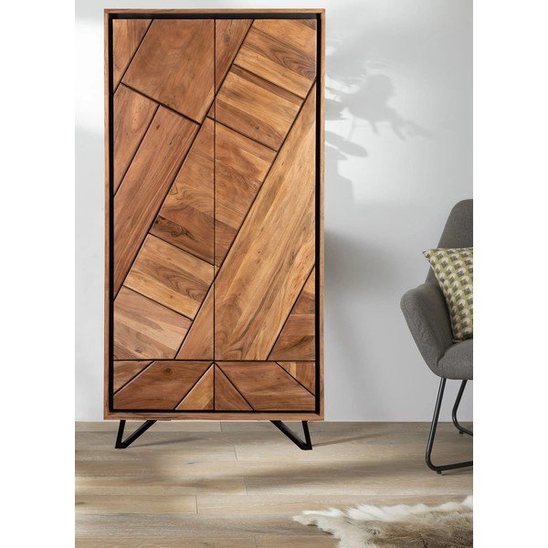 Szafa z litego drewna akacjowego 90x181x40 cm Ambala – Interia Home & Living-image-1