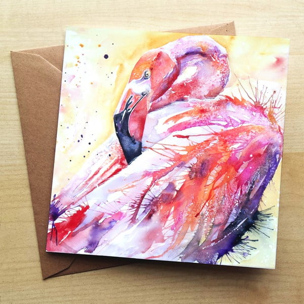 Kartka okolicznościowa Wraptious London Flamingo