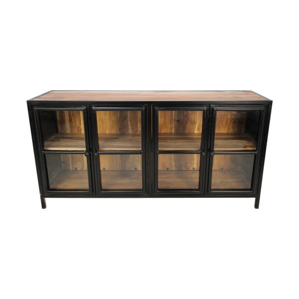 Czarna witryna z litego drewna akacjowego 170x90 cm Kingston – HSM collection-image-3