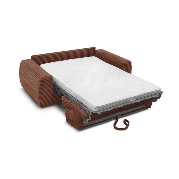 Pomarańczowa sztruksowa sofa do spania/rozkładana 240 cm Hugo – Bobochic Paris-image-3