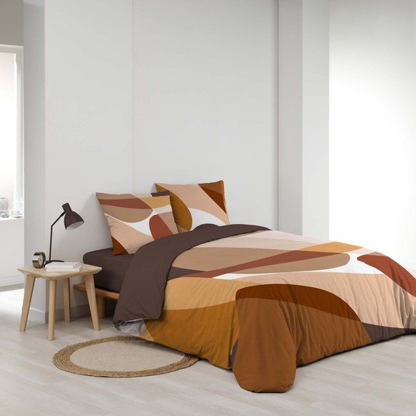Brązowa bawełniana pościel dwuosobowa 3-częściowa 200x200 cm Boogie – douceur d'intérieur-image-2