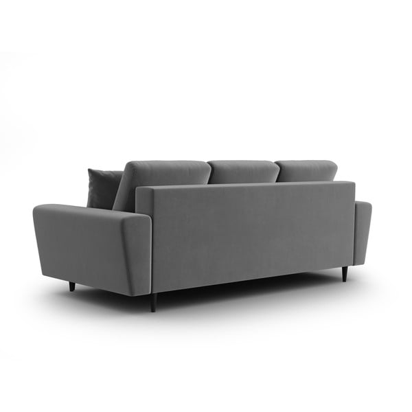 Jasnoszara aksamitna rozkładana sofa ze schowkiem 235 cm Kyoto – Cosmopolitan Design-image-3