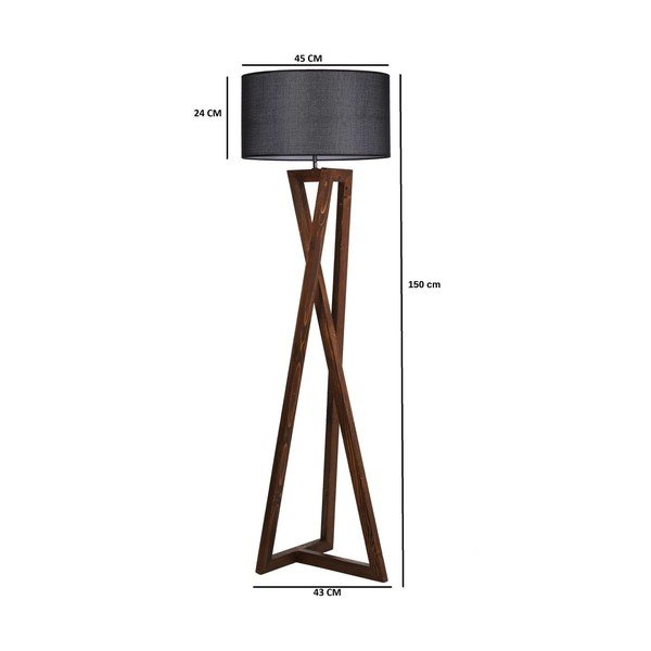 Czarno-brązowa lampa stojąca z tekstylnym kloszem (wysokość 149 cm) Maçka – Opviq lights-image-3