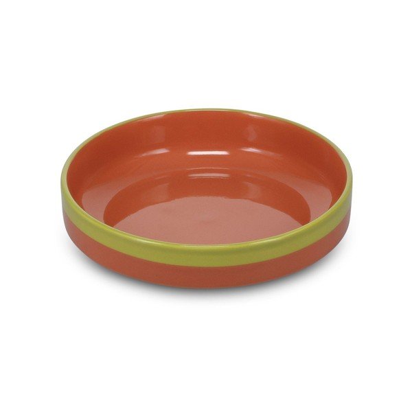 Zielony/pomarańczowy głęboki kamionkowy talerz ø 21 cm Duo – ONA