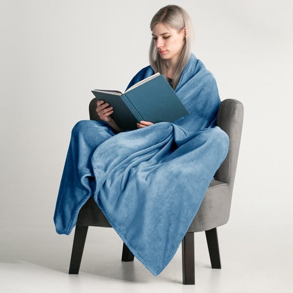 Ciemnoniebieski koc z mikrowłókna DecoKing Mic, 160x210 cm-image-1