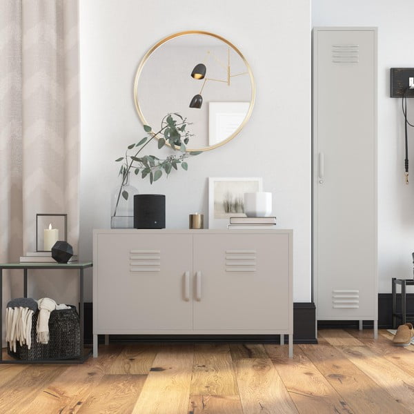 Jasnoszara metalowa szafka 37x182 cm Bradford – Støraa-image-1