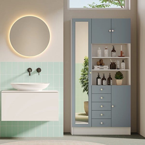 Biało-szara szafka łazienkowa 90x182 cm Combi – TemaHome-image-1