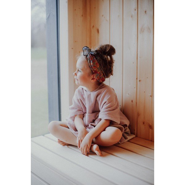 Różowe muślinowe poncho dziecięce rozmiar M – Malomi Kids-image-4