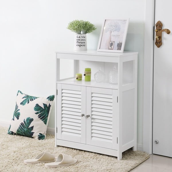Biała szafka z półką i drzwiczkami Songmics, wys. 80 cm-image-1