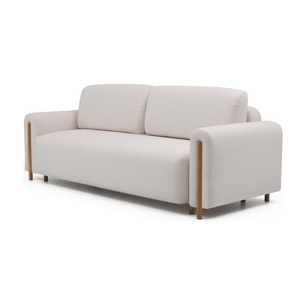 Beżowa/kremowa rozkładana/ze schowkiem sofa z materiału bouclé 244 cm Arcadova – ELTAP-image-2