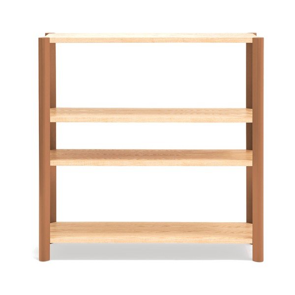 Ceglasty/w jasnym naturalnym kolorze regał w dekorze dębu 126x128x43 cm Bona – Teulat