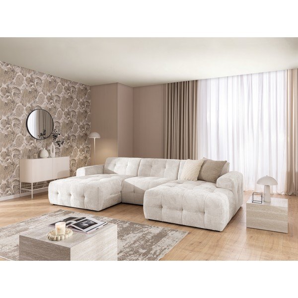 Kremowy narożnik (w kształcie litery U/z szezlongiem) Melva – Ropez-image-4