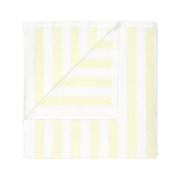 Jasnożółty/biały ręcznik kąpielowy z bawełny organicznej frotte 70x140 cm Arto – Blomus