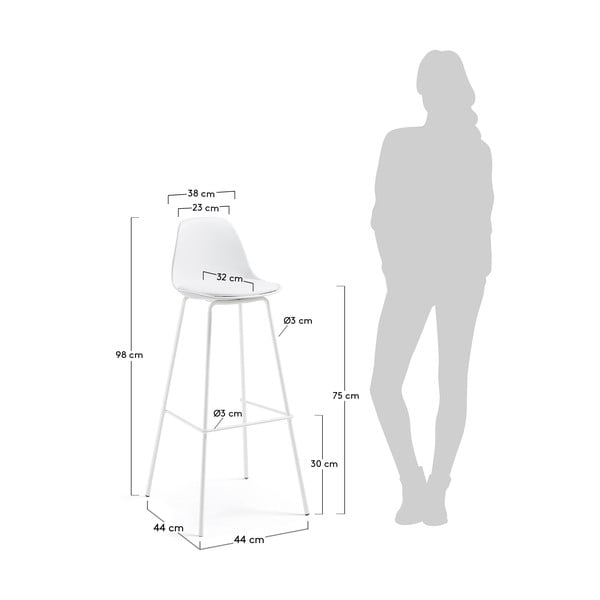 Biały hoker z imitacji skóry (wysokość siedziska 75 cm) Brighter – Kave Home-image-4